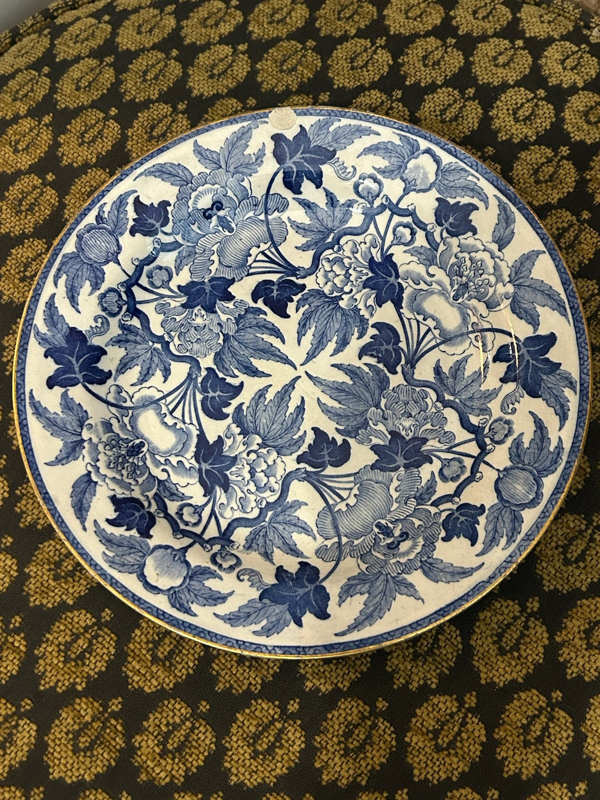 Antique Wedgwood Blue and White Transfer Printed Plate Floral Impressed Mark0