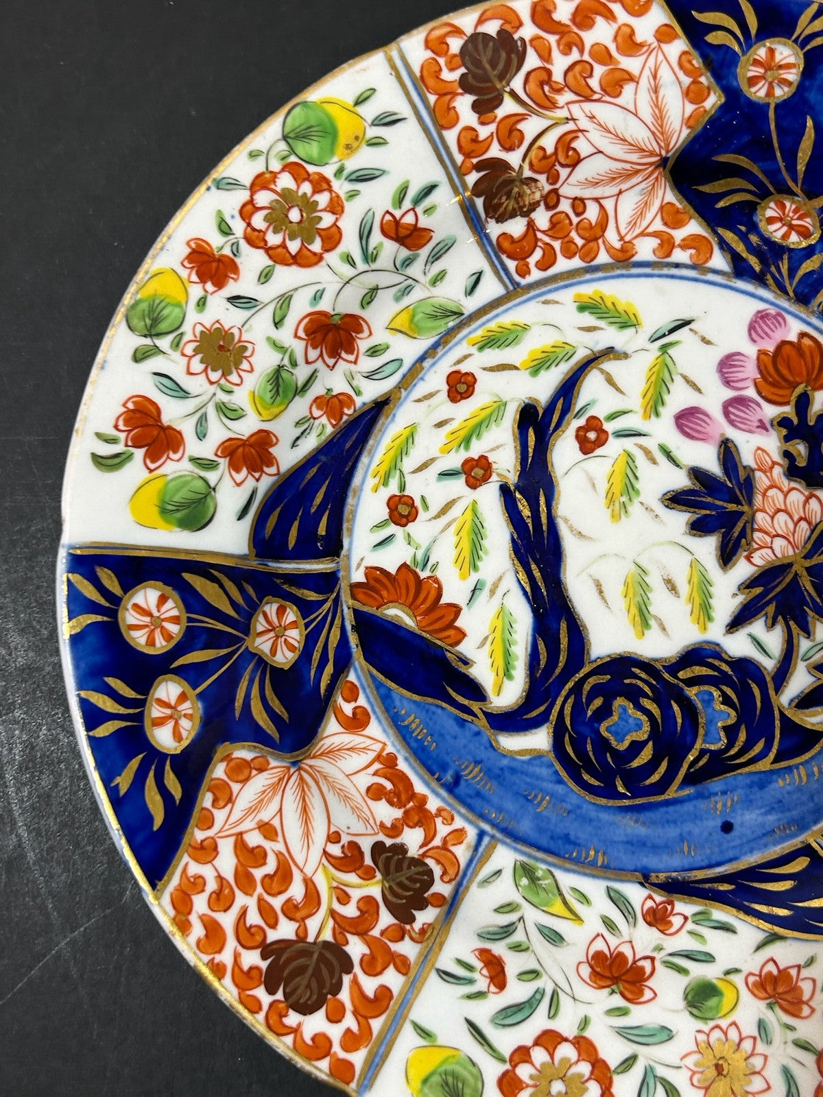 Antique Money Tree Pattern Imari Stone China Plate Blue Seal Mark 21cm1