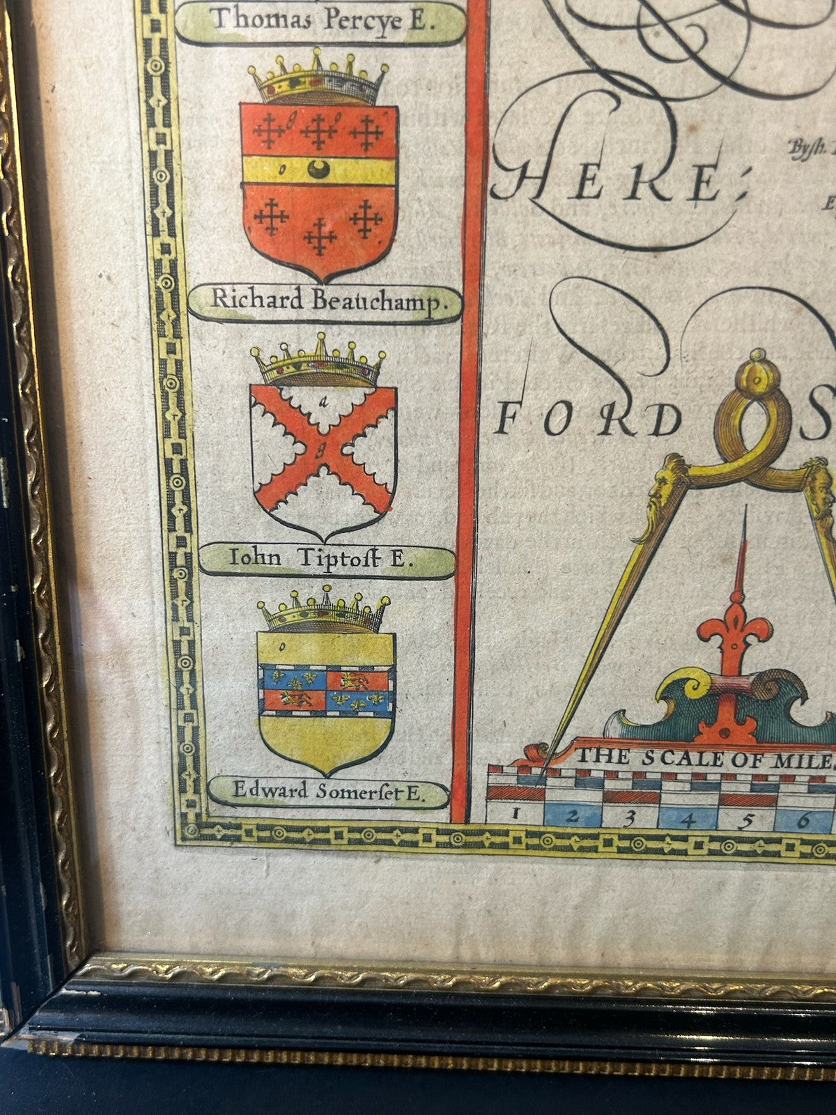 John Speed Worcestershire Map 1610 Hondius Sudbury Humble English Text Framed3