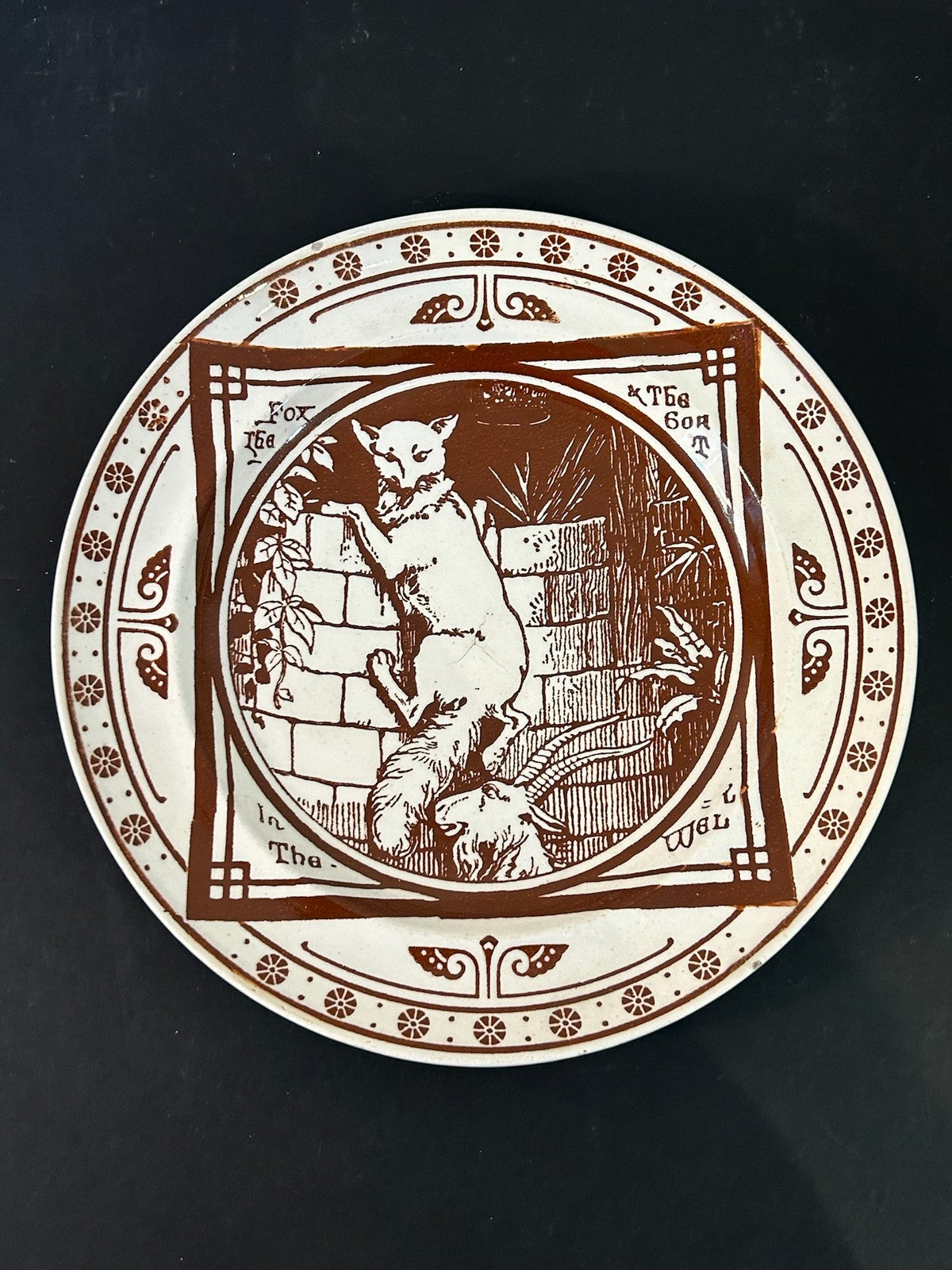 Mintons John Moyr Smith Aesop Fables Plate Brown Transfer Aesthetic c18750
