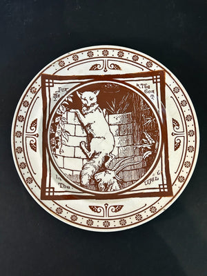 Mintons John Moyr Smith Aesop Fables Plate Brown Transfer Aesthetic c1875