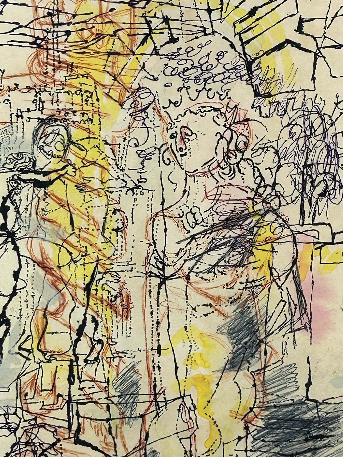 Nan Lurie Original Signed Mixed Media Abstract Figures Ink Wash WPA Artist2