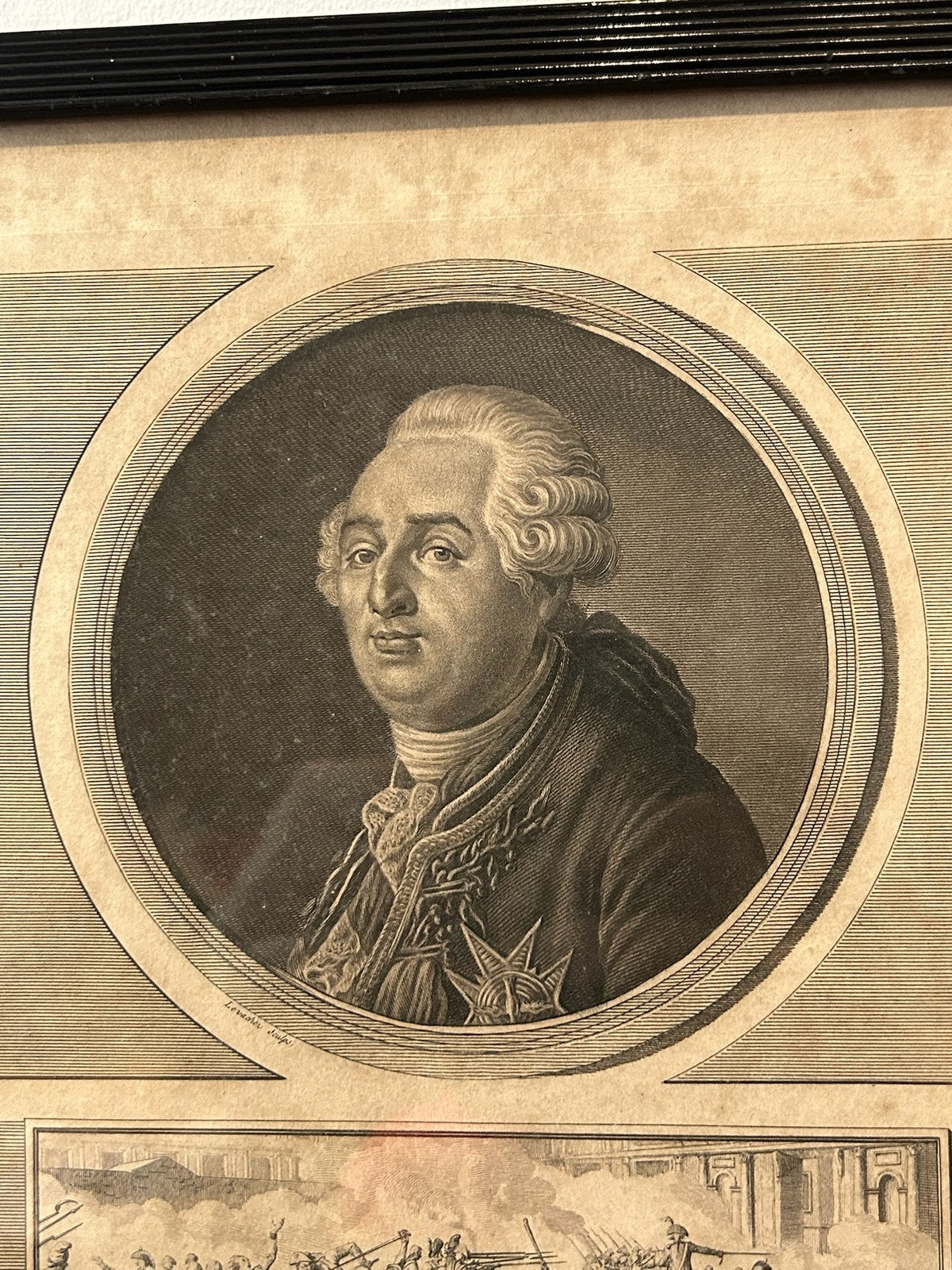 Louis XVI Last King French Revolution Aquatint Portrait Levachez 1799 Framed1