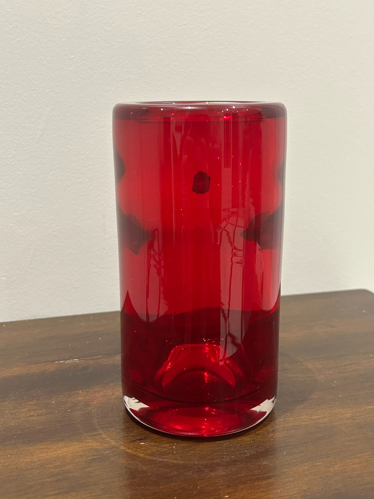 Whitefriars Ruby Red Glass Cylinder Vase Original Foil Label1