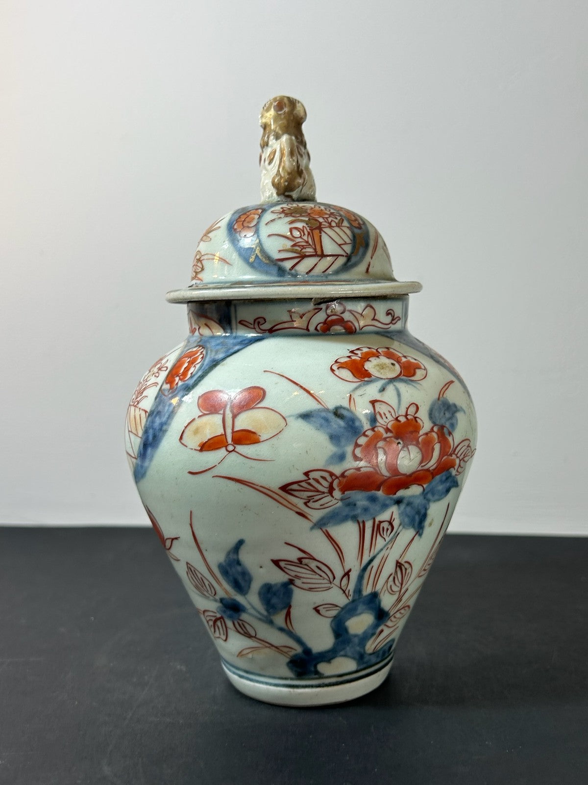 17th Century Japanese Arita Imari Jar and Cover Shishi Finial Edo Period 23cm5