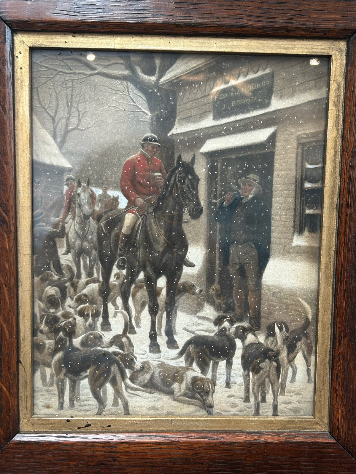 Pair Antique Hand Coloured Aquatint Engravings Fox Hunting E A S Douglas Framed4