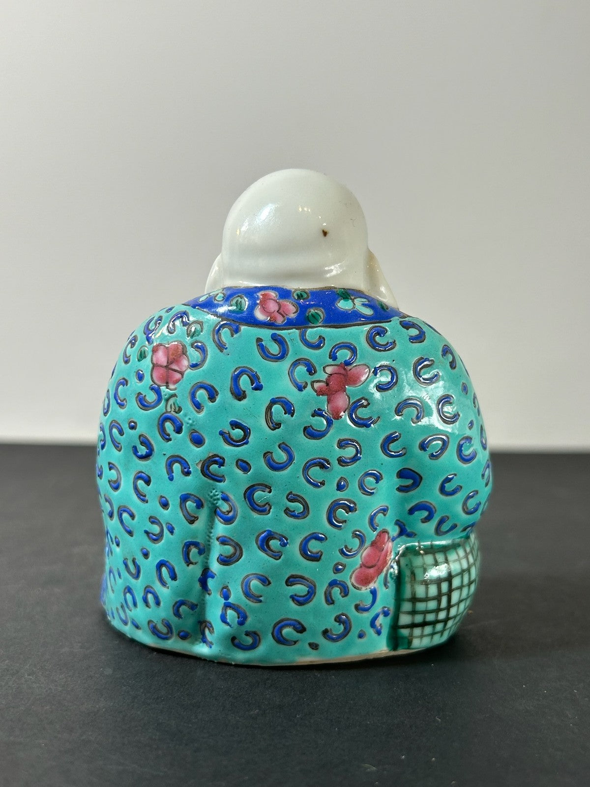 Chinese Famille Rose Porcelain Budai Laughing Buddha Figure Seal Mark 11cm2