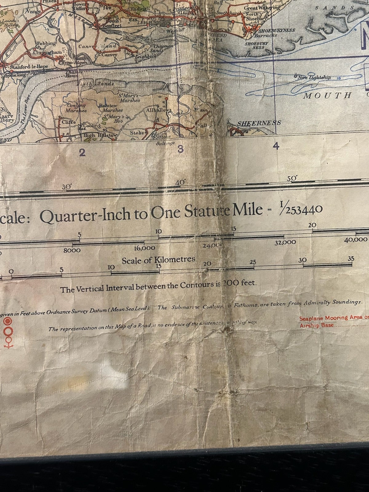Vintage Quarter Inch Map East Anglia 1:253,440 Grid Reference Panel Framed6