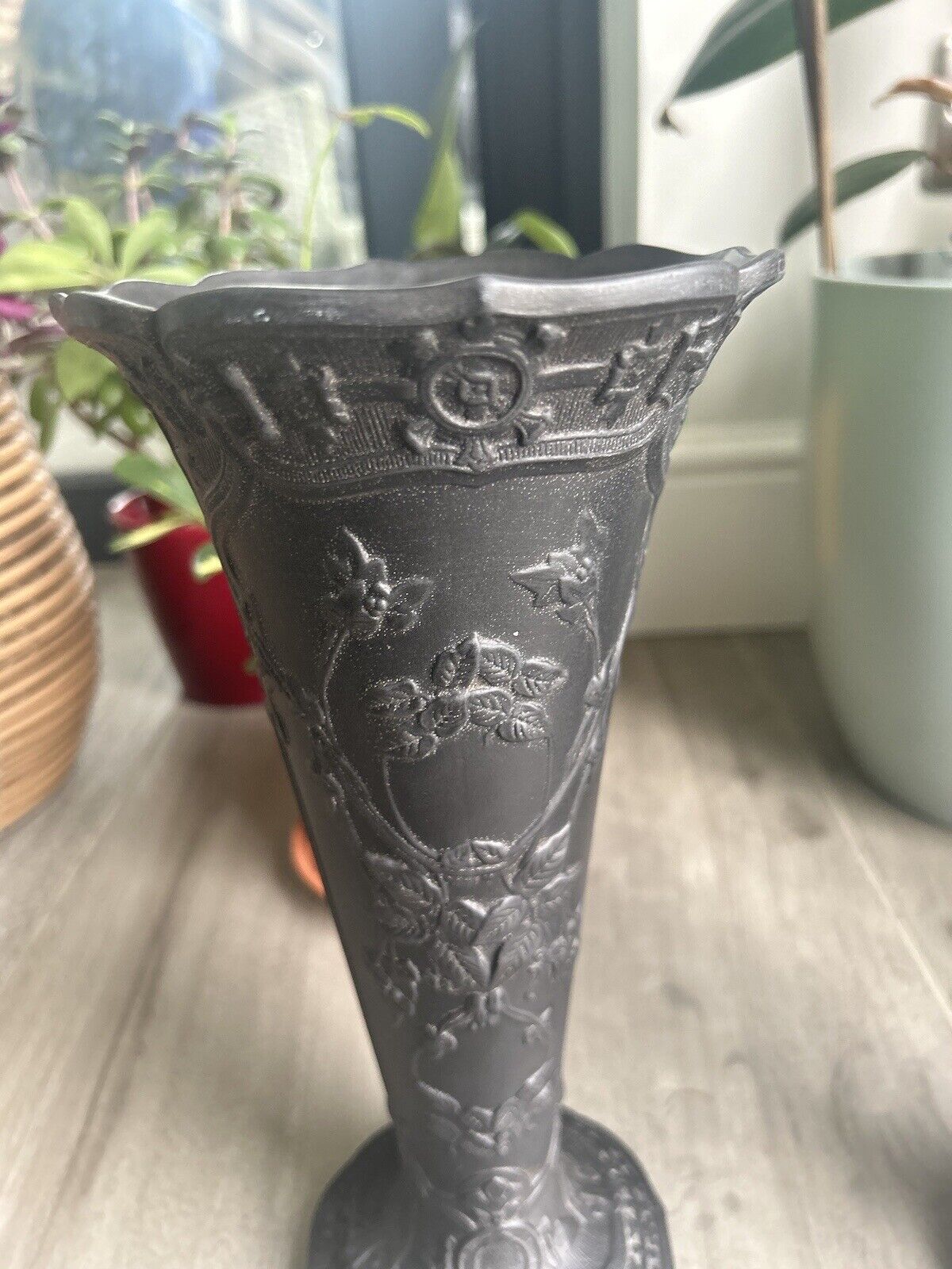 Wedgwood Basalt Vase Pair Black Jasperware Wedgwood Conical Grand Vases