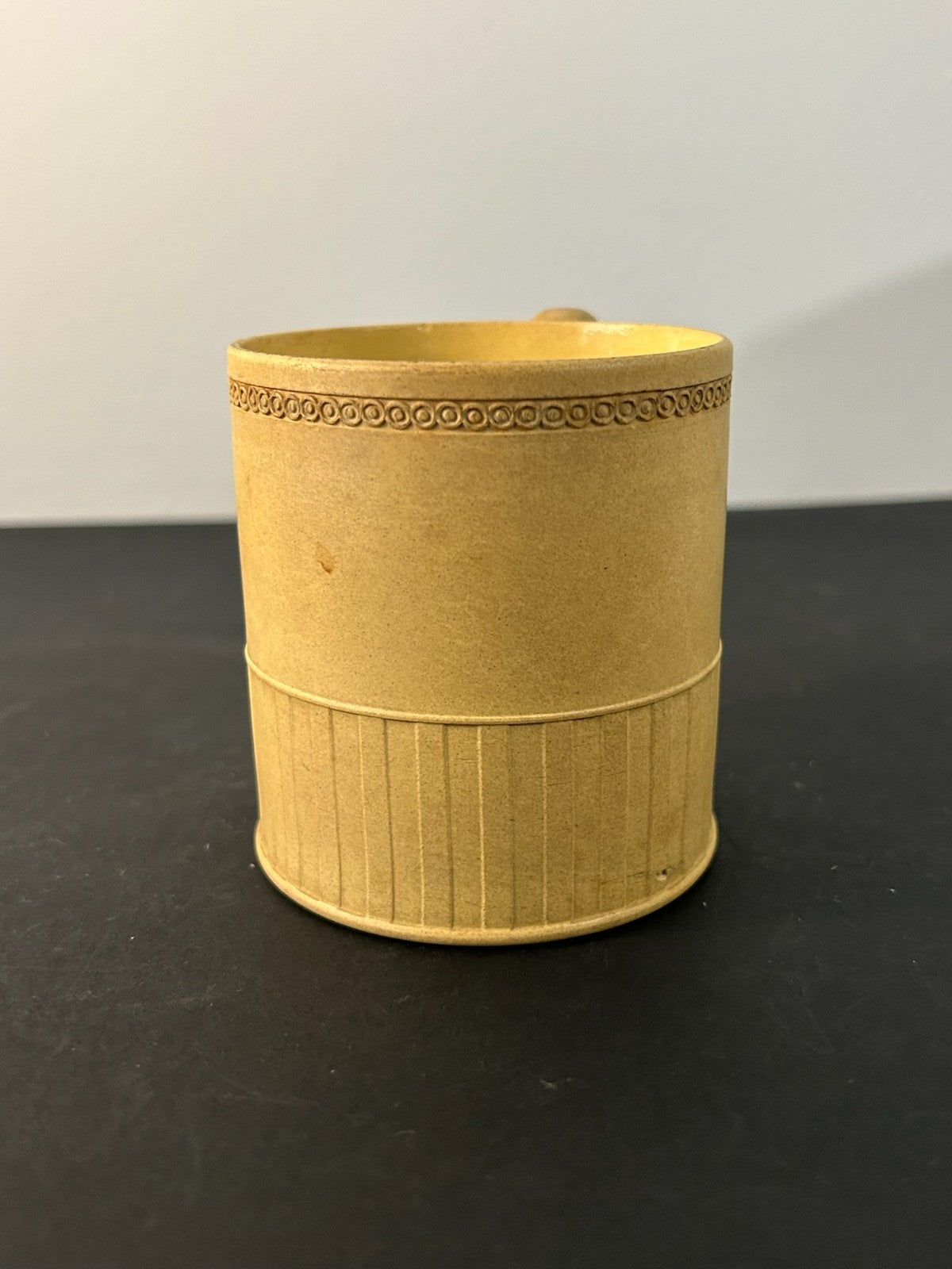 Antique English Caneware Cup c1800 1820 Engine Turned Basketweave 8cm A/F1