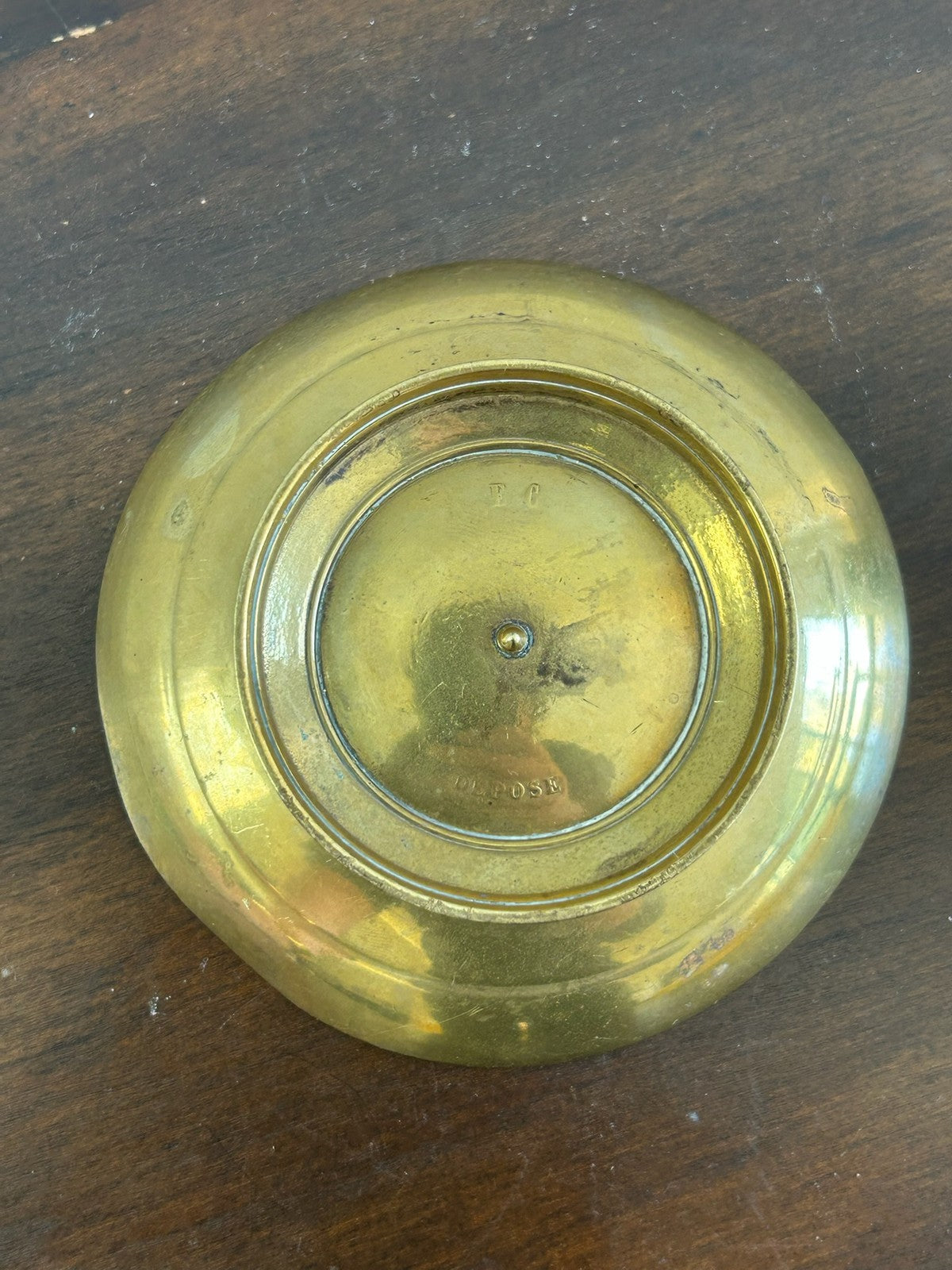 Antique French Brass Bronze Miniature Dish Marked FC Depose Trinket5