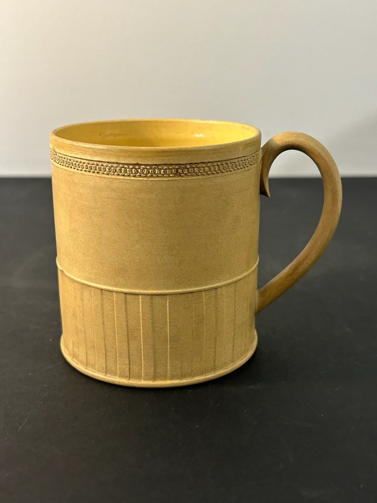 Antique English Caneware Cup c1800 1820 Engine Turned Basketweave 8cm A/F3