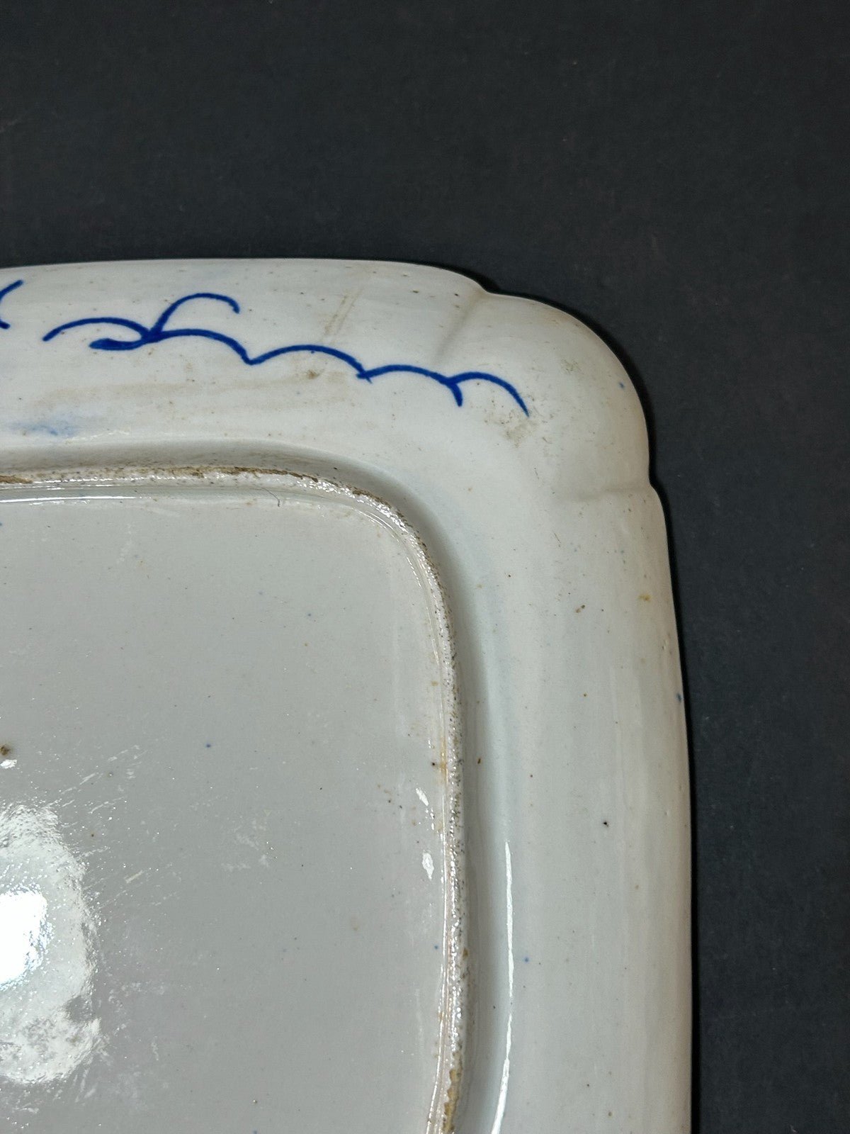 Antique Money Tree Pattern Imari Stone China Square Dish Blue Seal Mark 21cm8