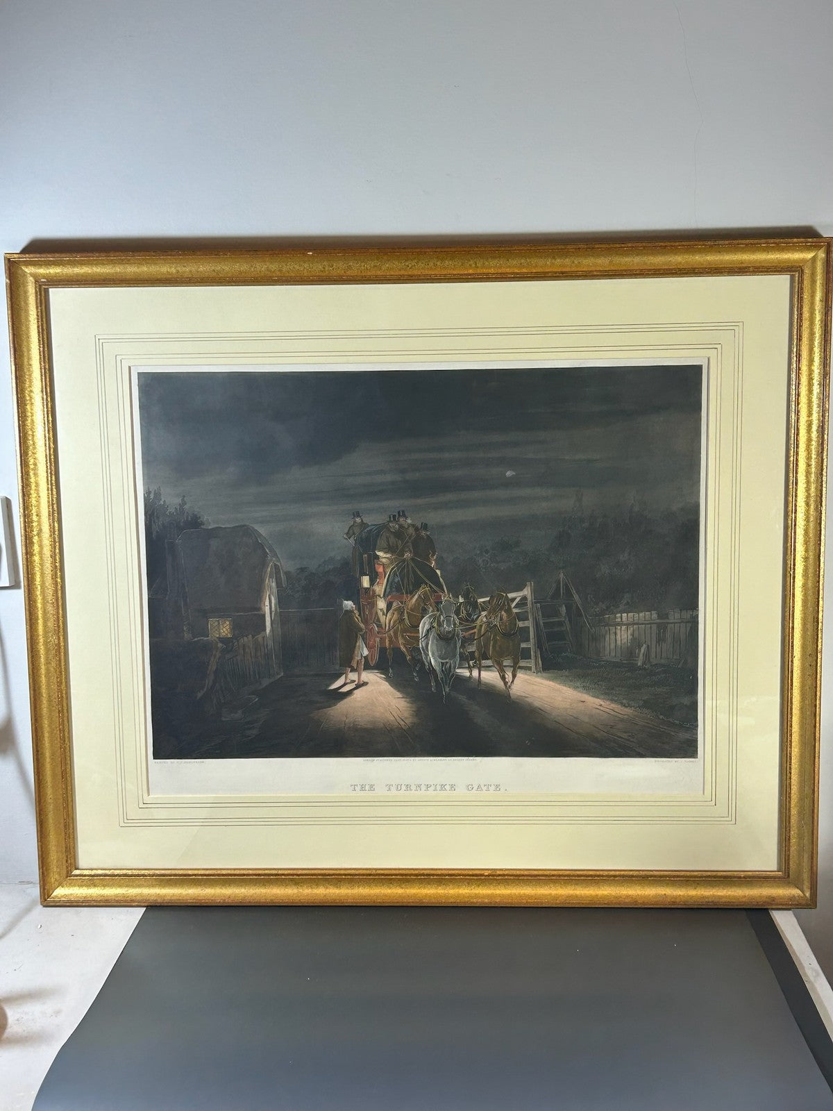 The Turnpike Gate Coaching Aquatint Henderson J Harris Ackermann 1879 Coloured2