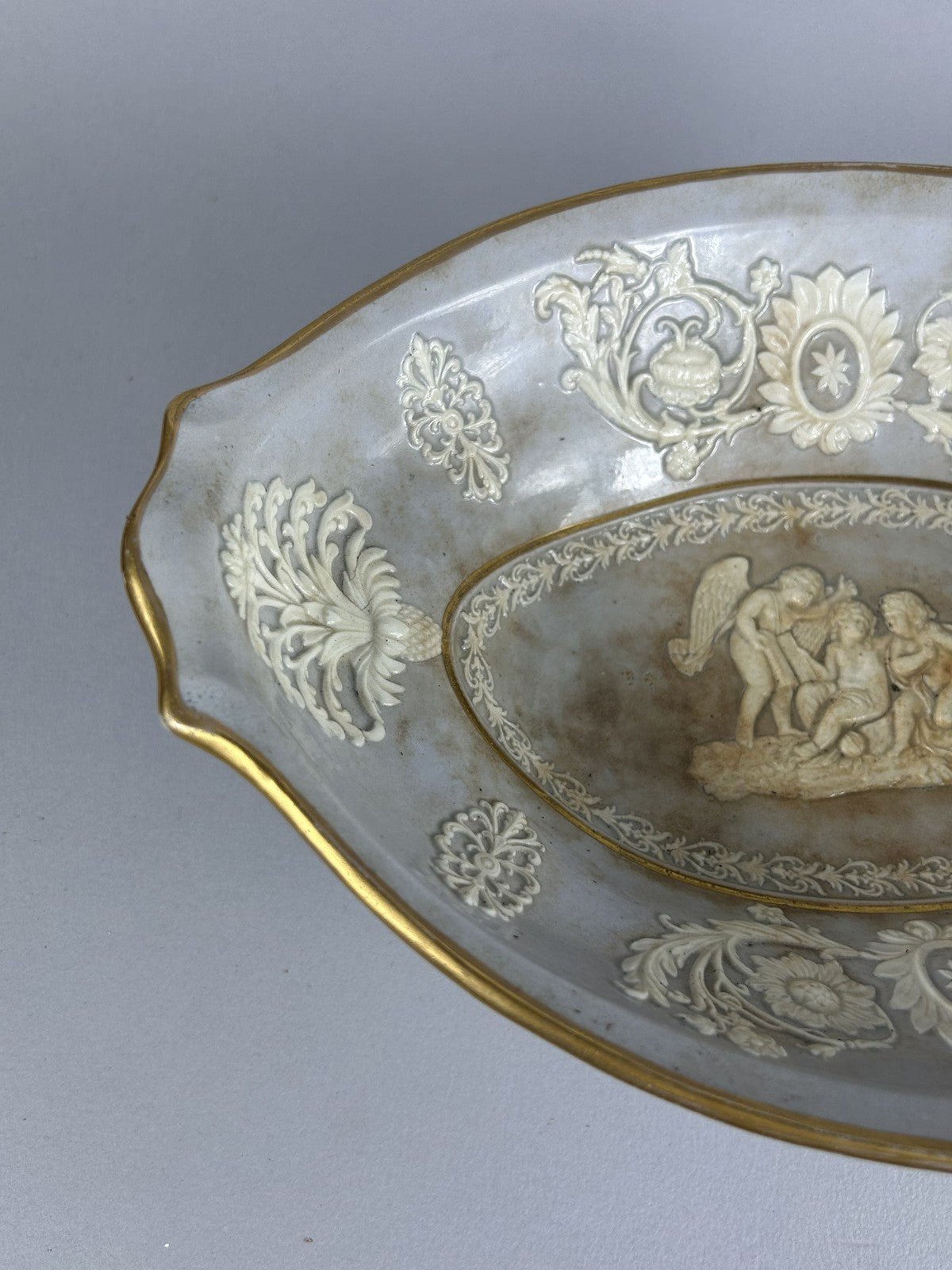 Ridgway 19thC Neoclassical Sprigged Staffordshire Centerpiece Bowl
