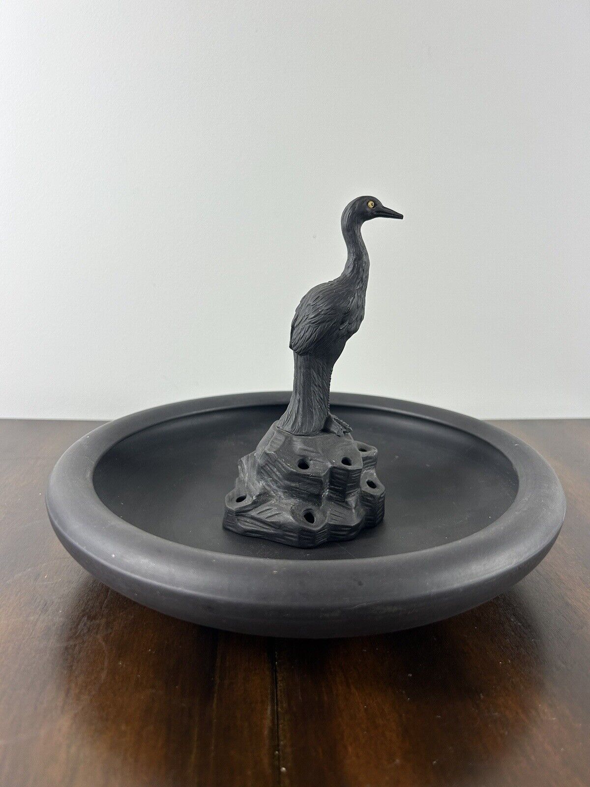 Wedgwood Basalt Figurine of Stork in Bowl