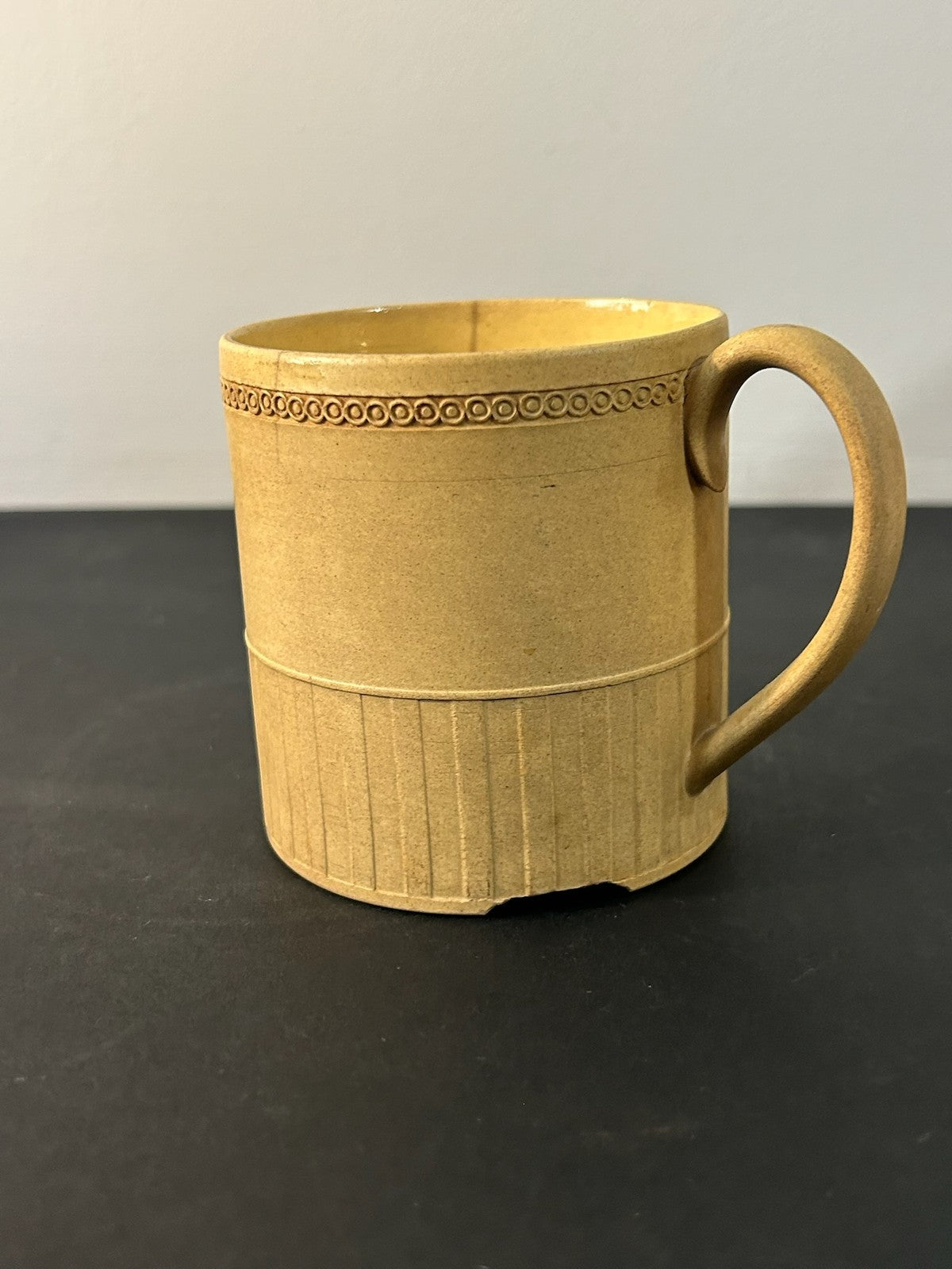 Antique English Caneware Cup c1800 1820 Engine Turned Basketweave 8cm A/F2