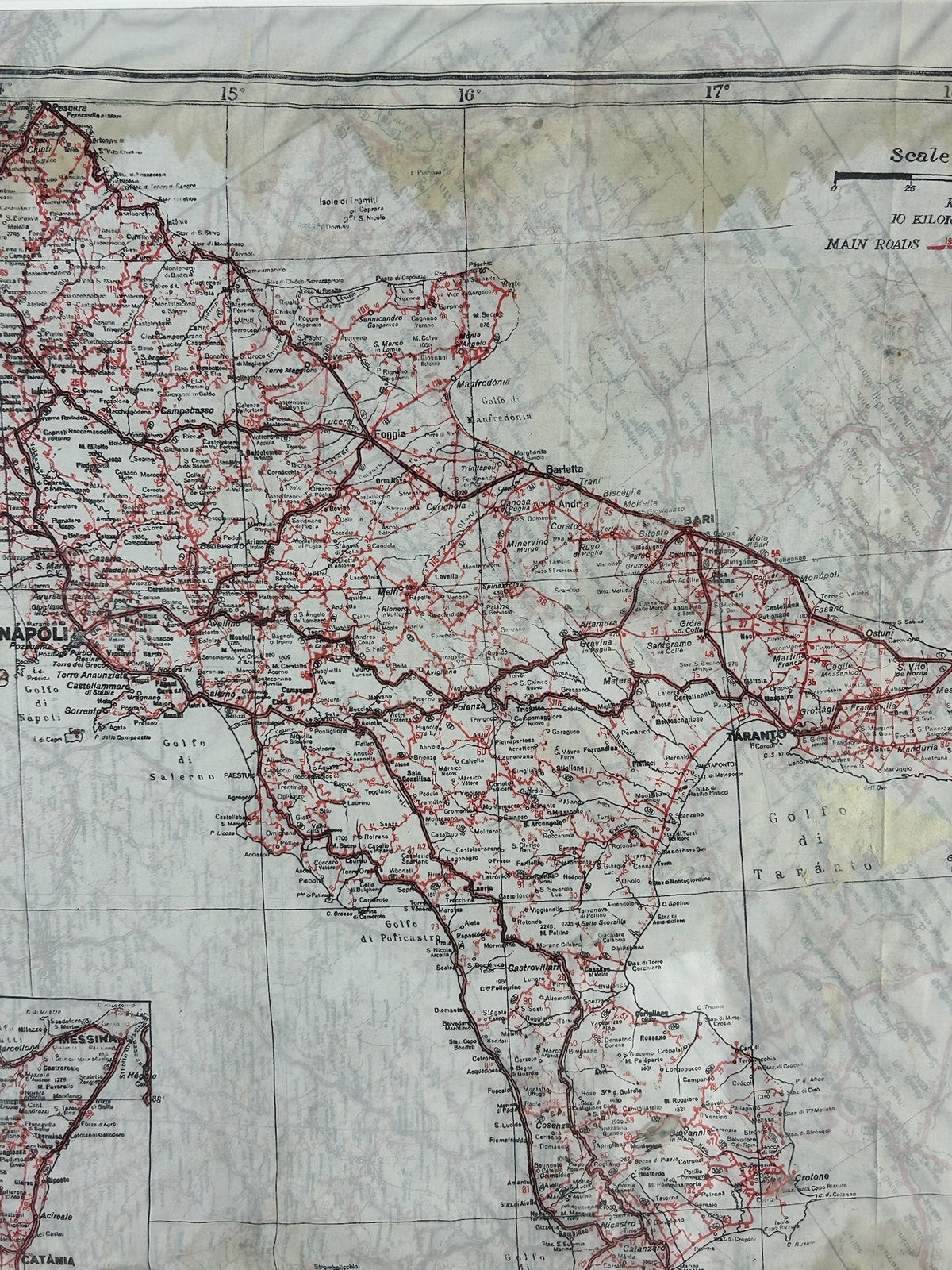 WWII MI9 Silk Escape Map Italy Sicily Sheet J4 1:1,378,000 RAF Evasion Framed4
