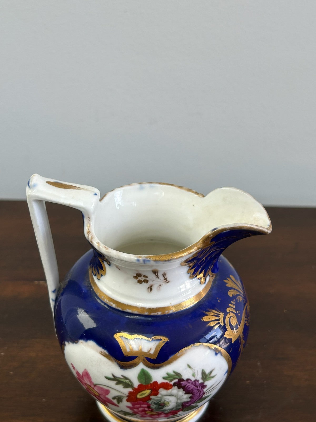 Coalport Porcelain Jug Cobalt Blue Floral Georgian c.1820 Antique4