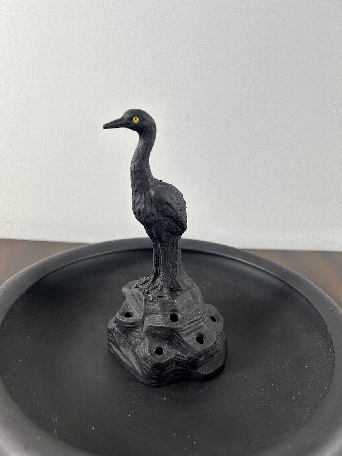 Wedgwood Basalt Figurine of Stork in Bowl