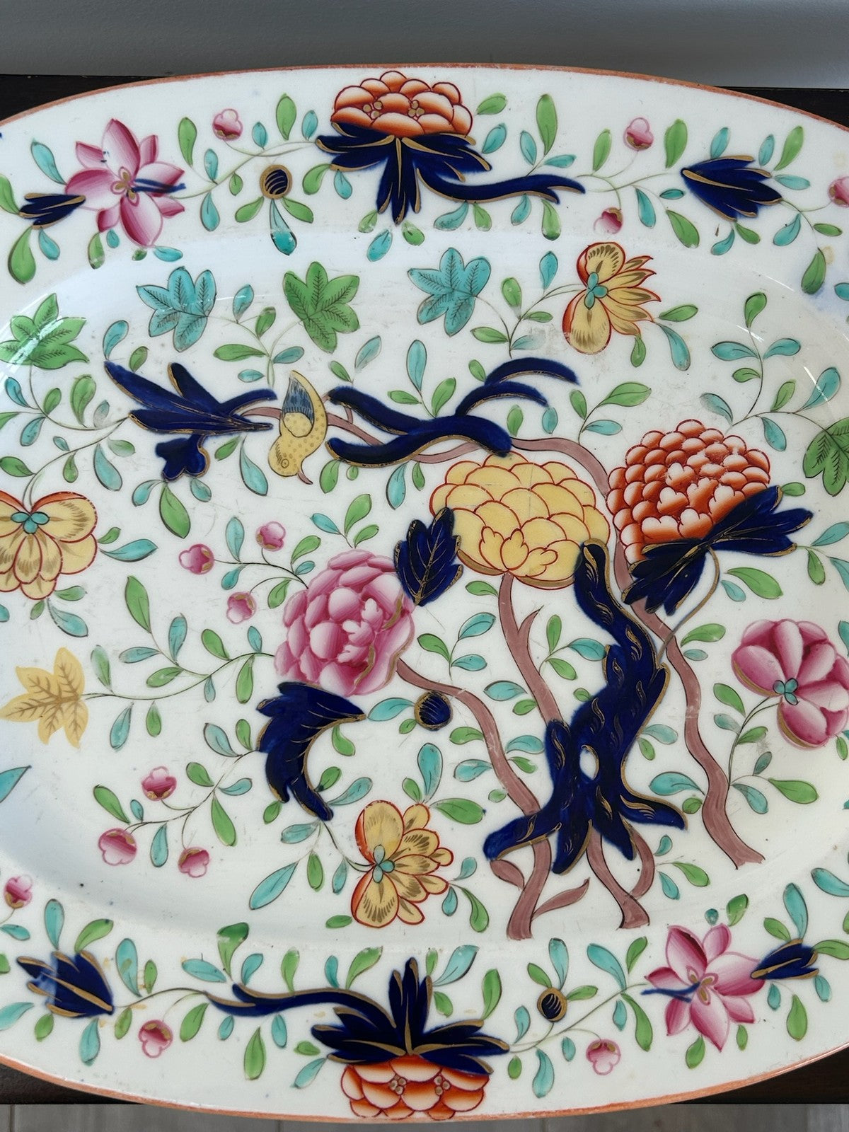 Imari Pattern Ironstone Oval Platter Floral Mason's Style 36x28cm5