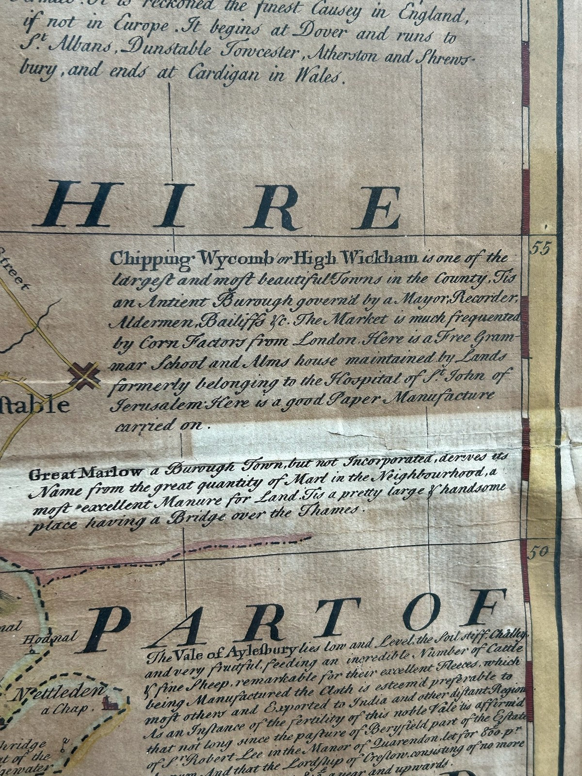 1756 Bowen Antique Map Buckingham Shire Hand Coloured Large English Atlas Framed11