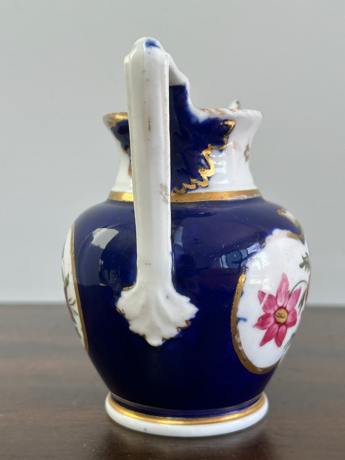 Coalport Porcelain Jug Cobalt Blue Floral Georgian c.1820 Antique3