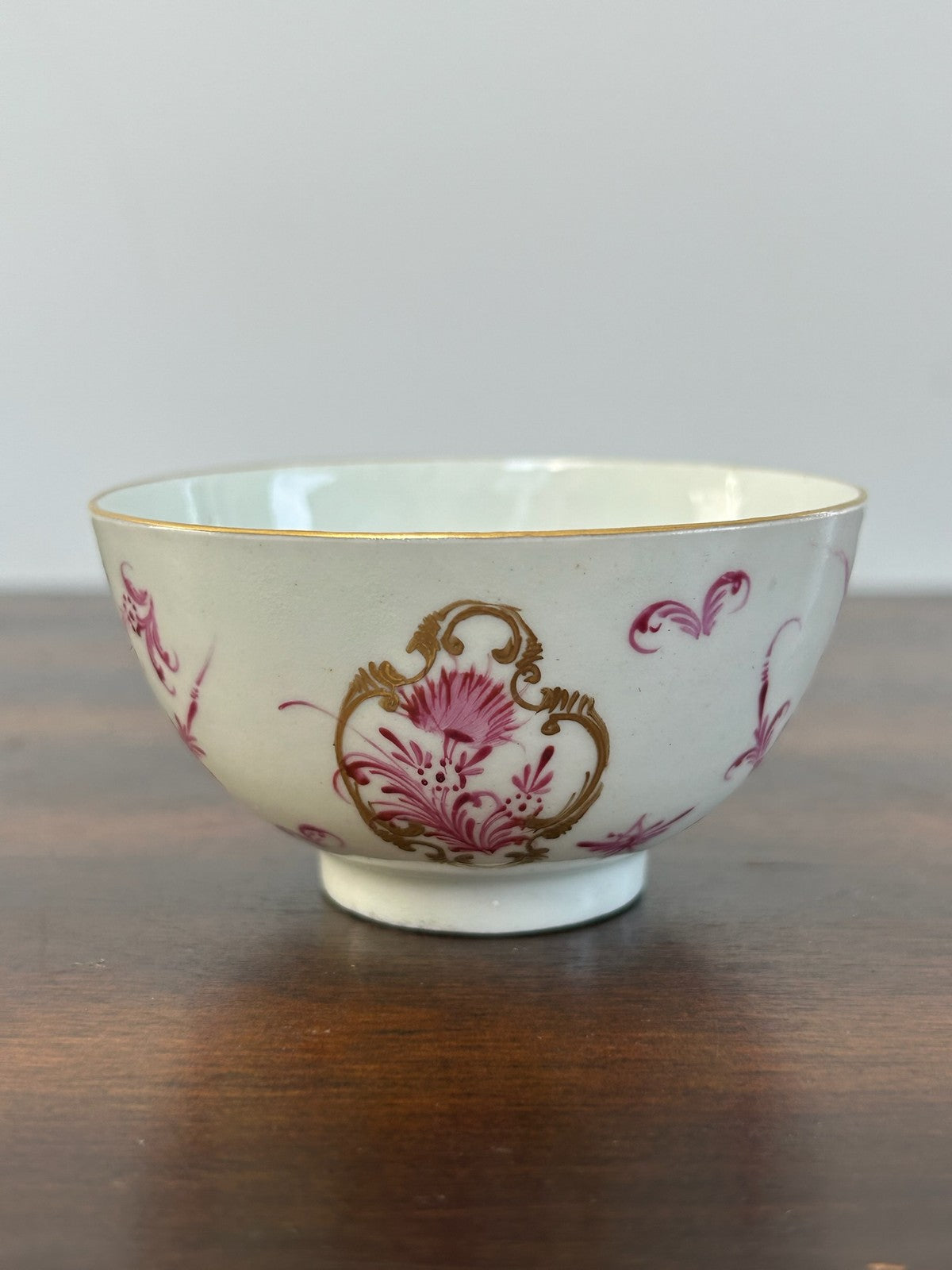 Antique Chinese Export Porcelain Tea Bowl Puce Floral 18th Century0