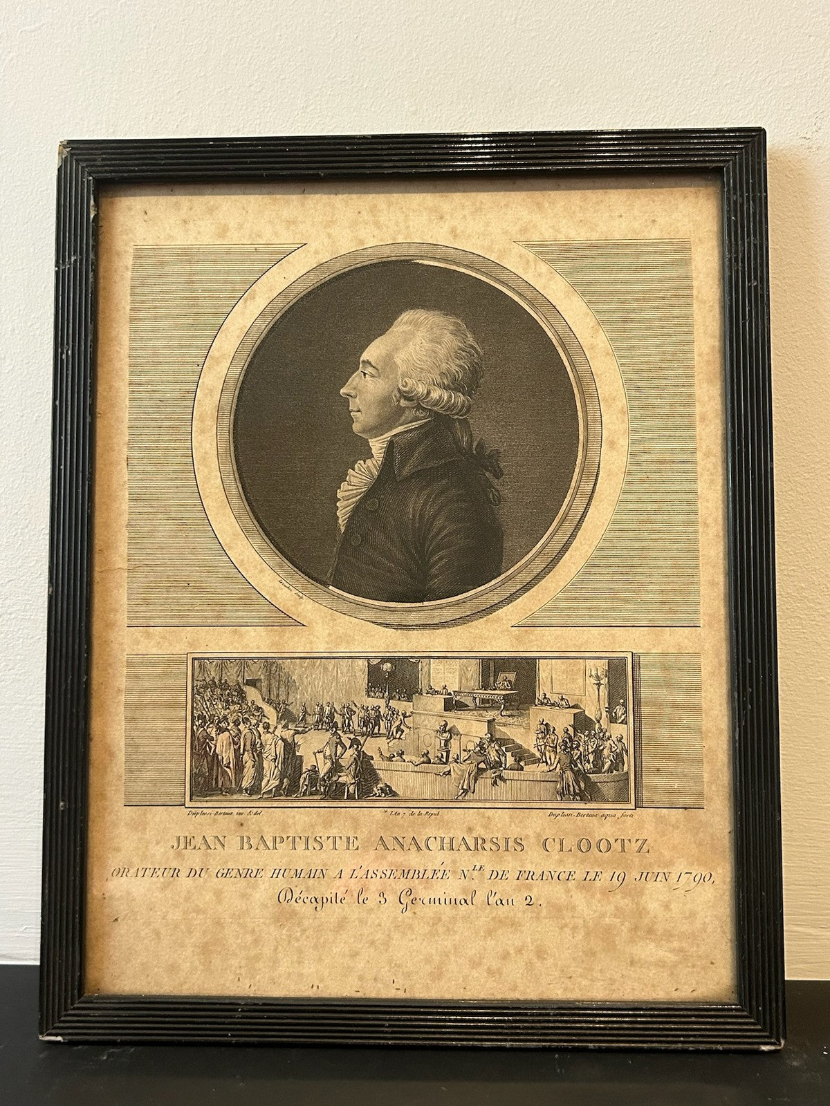 Anacharsis Cloots Orator of Mankind French Revolution Aquatint Levachez Framed1