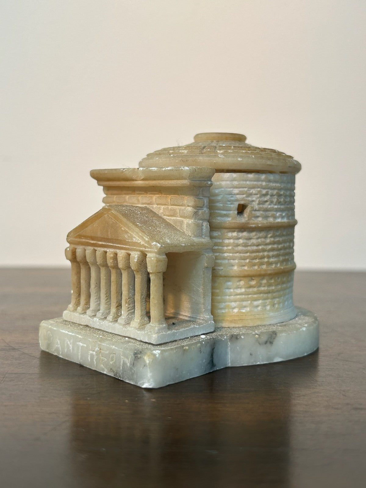 Grand Tour Carved Alabaster Model of the Pantheon Rome on Marble Base7