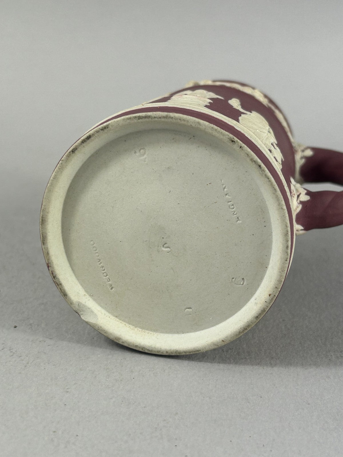 Antique Crimson Wedgwood Jasperware Classical Relief Jug 14cm