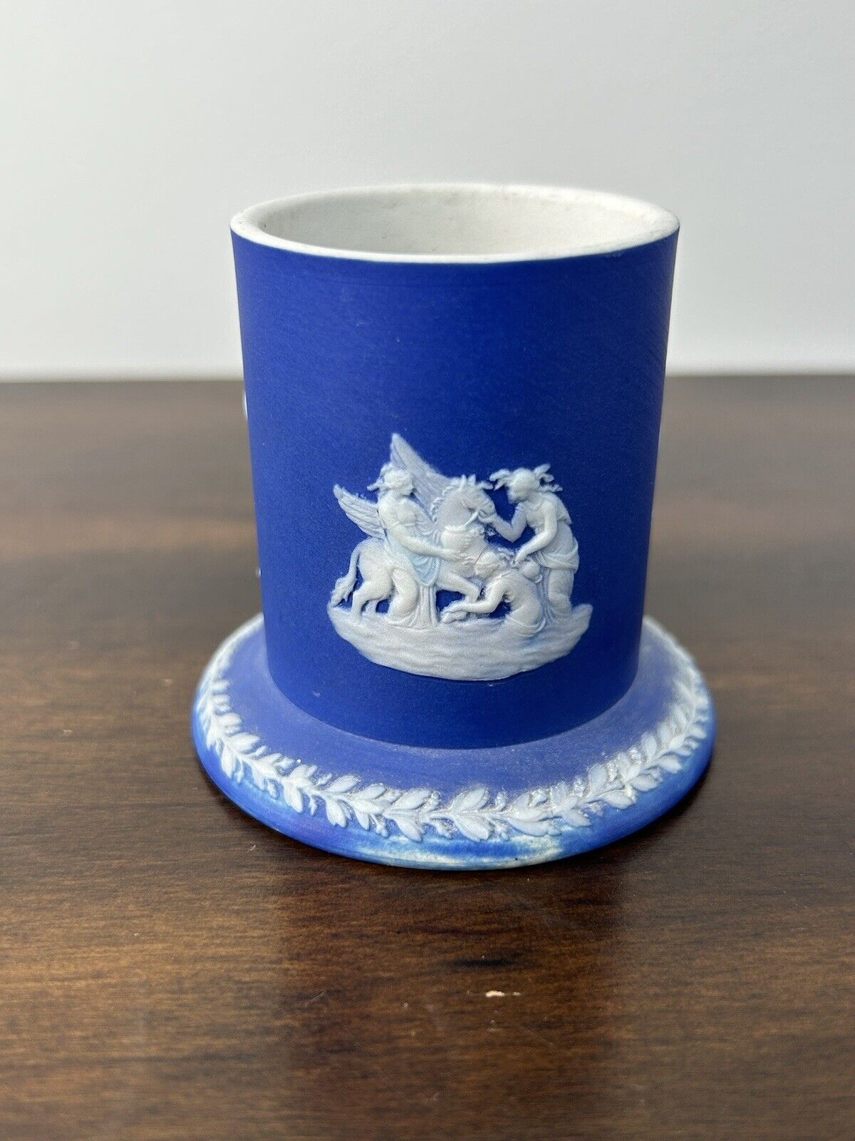 Wedgwood Blue Jasperware Match Box Lidded Container Blue