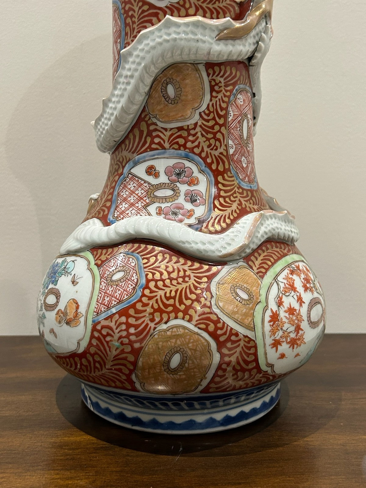 Antique Japanese Arita Imari Dragon Vase Zoshuntei Sanpo Mark 36cm Edo Meiji3