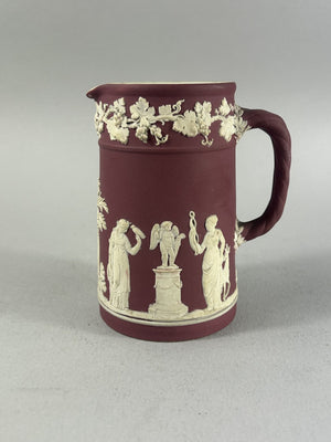 Antique Crimson Wedgwood Jasperware Classical Relief Jug 14cm
