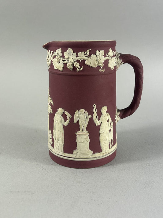 Antique Crimson Wedgwood Jasperware Classical Relief Jug 14cm