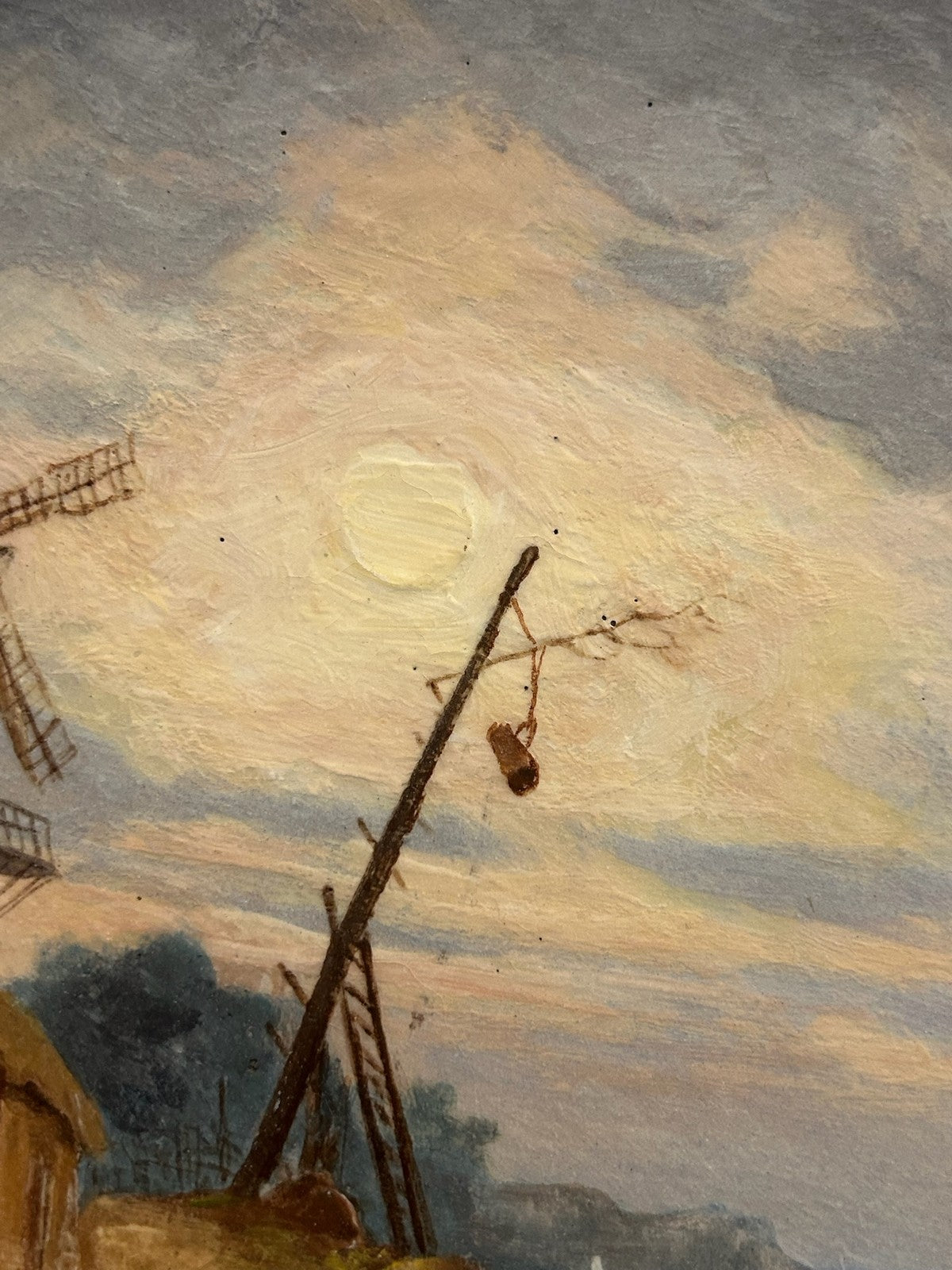 Clement Massier Vallauris Hand Painted Plate Coastal Windmill Scene 21cm2