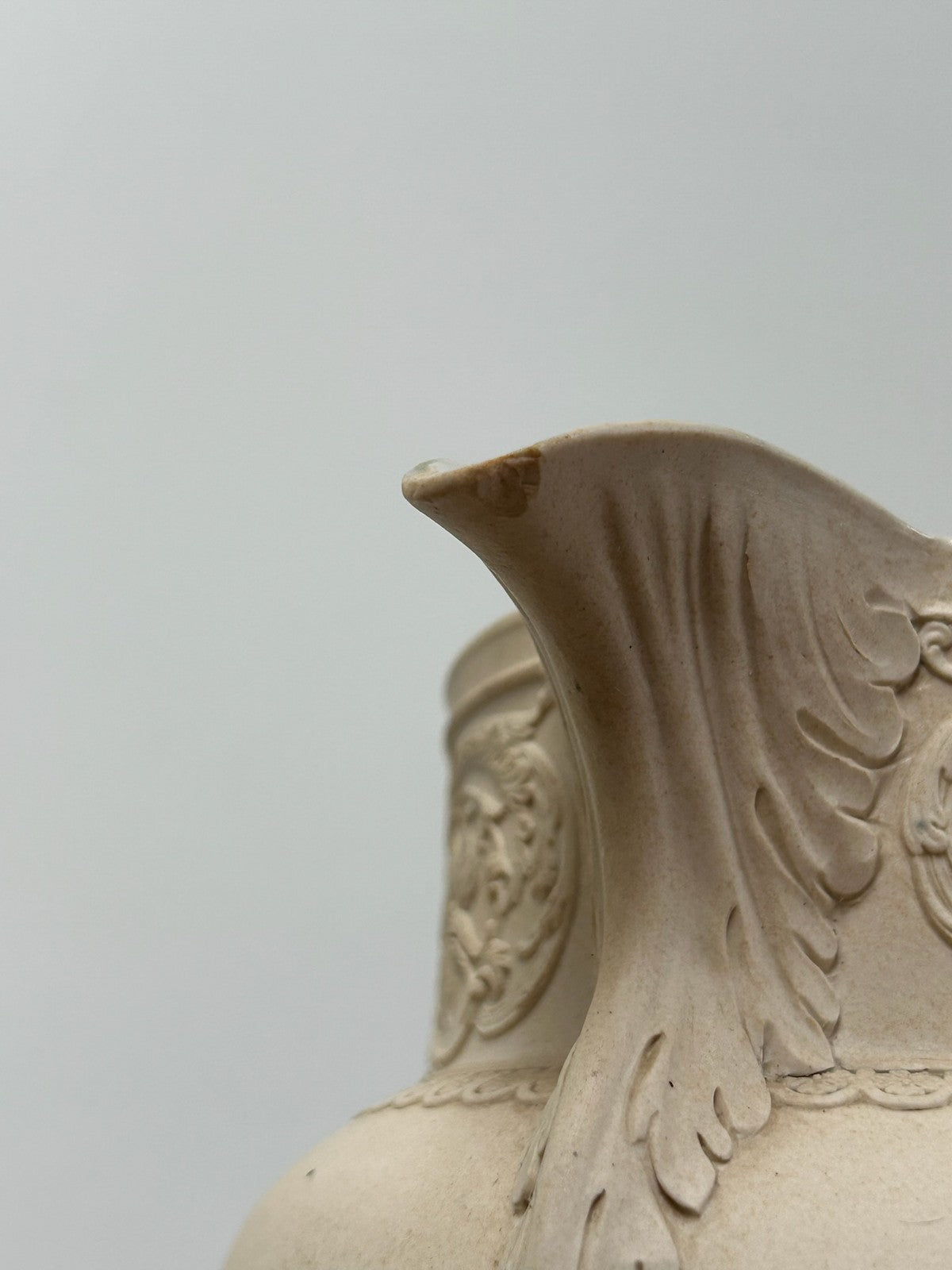 Turner Stoneware Jug 15cm Georgian c1800 Classical Relief Mask Spout Antique4