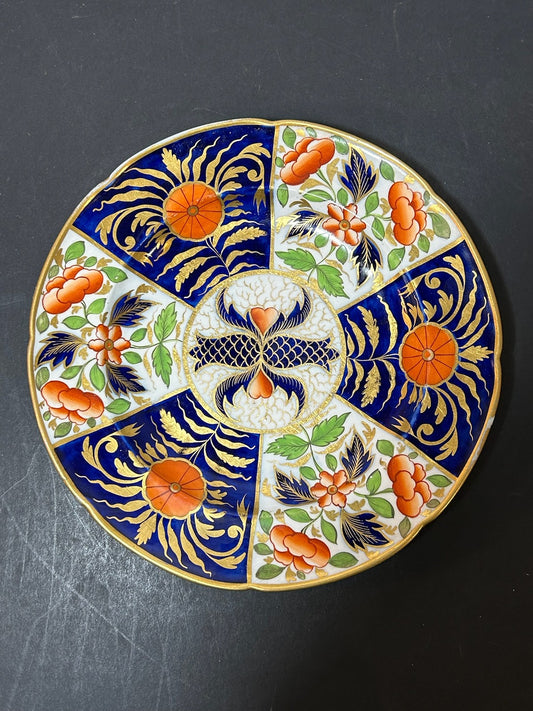 Antique English Porcelain Imari Plate Old Japan Pattern Cobalt Gilt 20cm0
