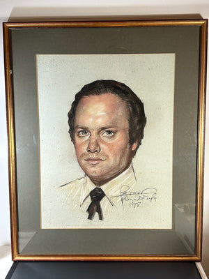 Large Signed Pastel Portrait of a Gentleman Dated 1988 Framed Original Drawing