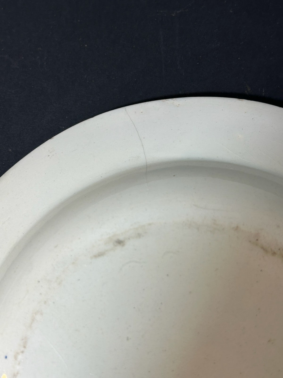 Antique Pearlware Plate Hand Painted Stylised Daisy Blue Feather Edge 22cm A/F6