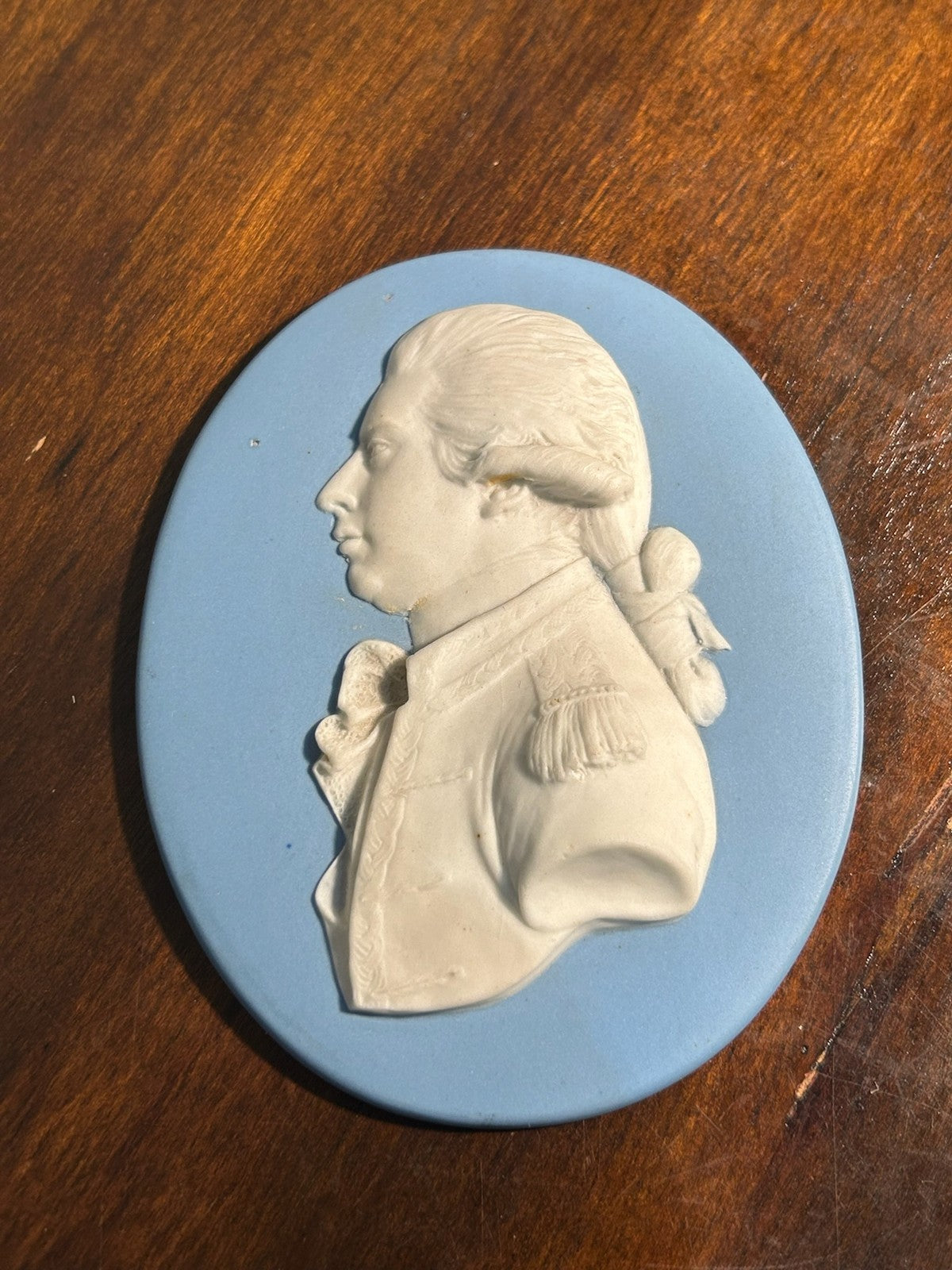 Antique 18thC Wedgwood Blue Jasper Portrait Medallion Duke of Marlborough Marked4