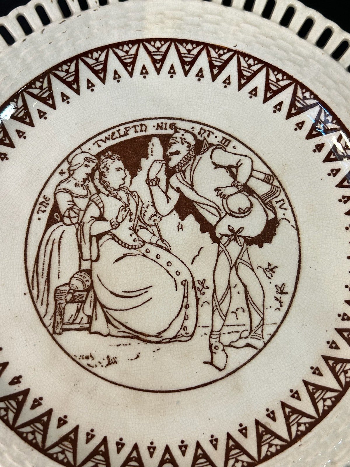 Mintons John Moyr Smith Shakespeare Plate Twelfth Night Pierced Rim c18751