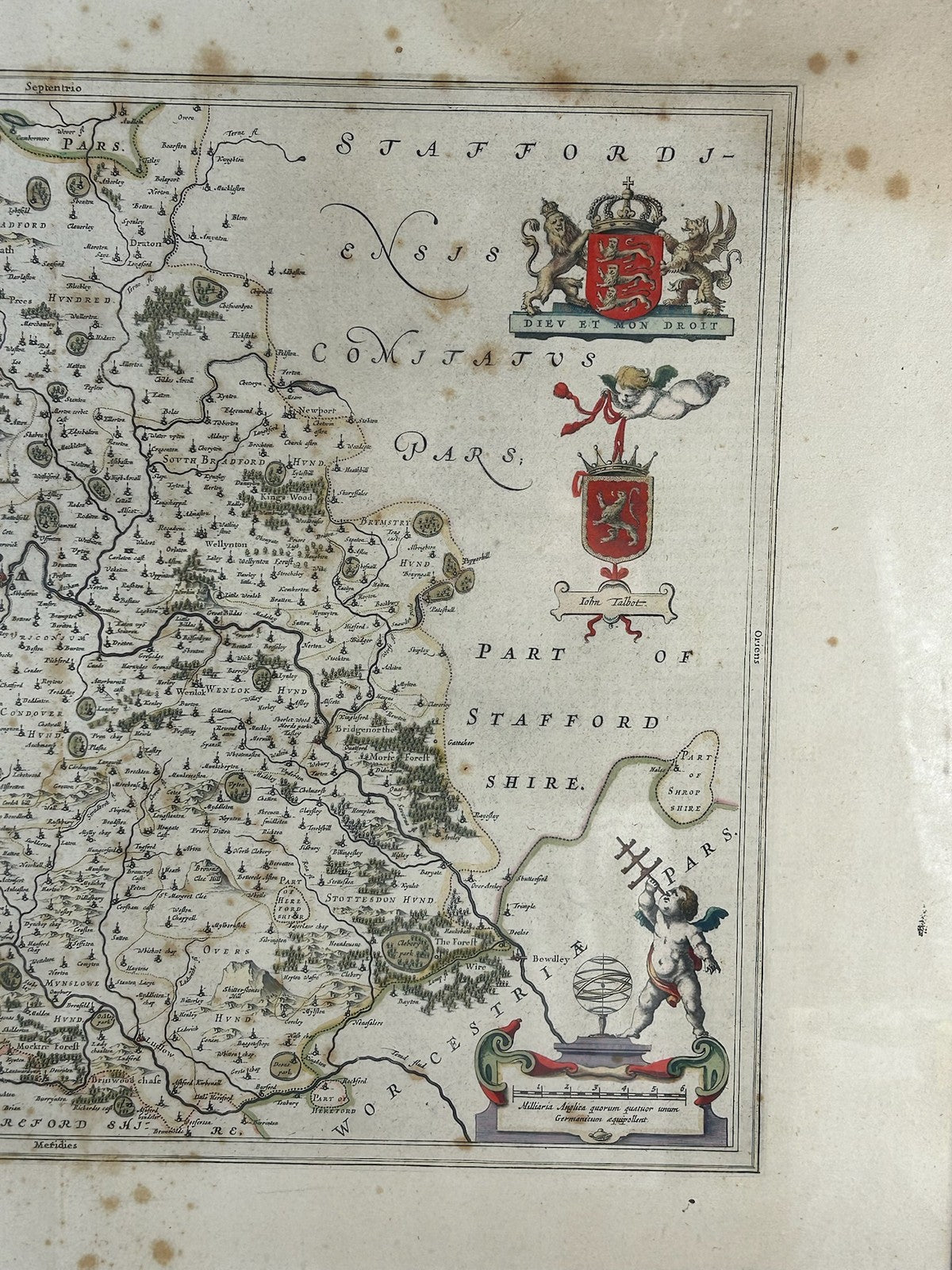 Blaeu Comitatus Salopiensis Shropshire 1645 Antique Map Hand Coloured Framed3