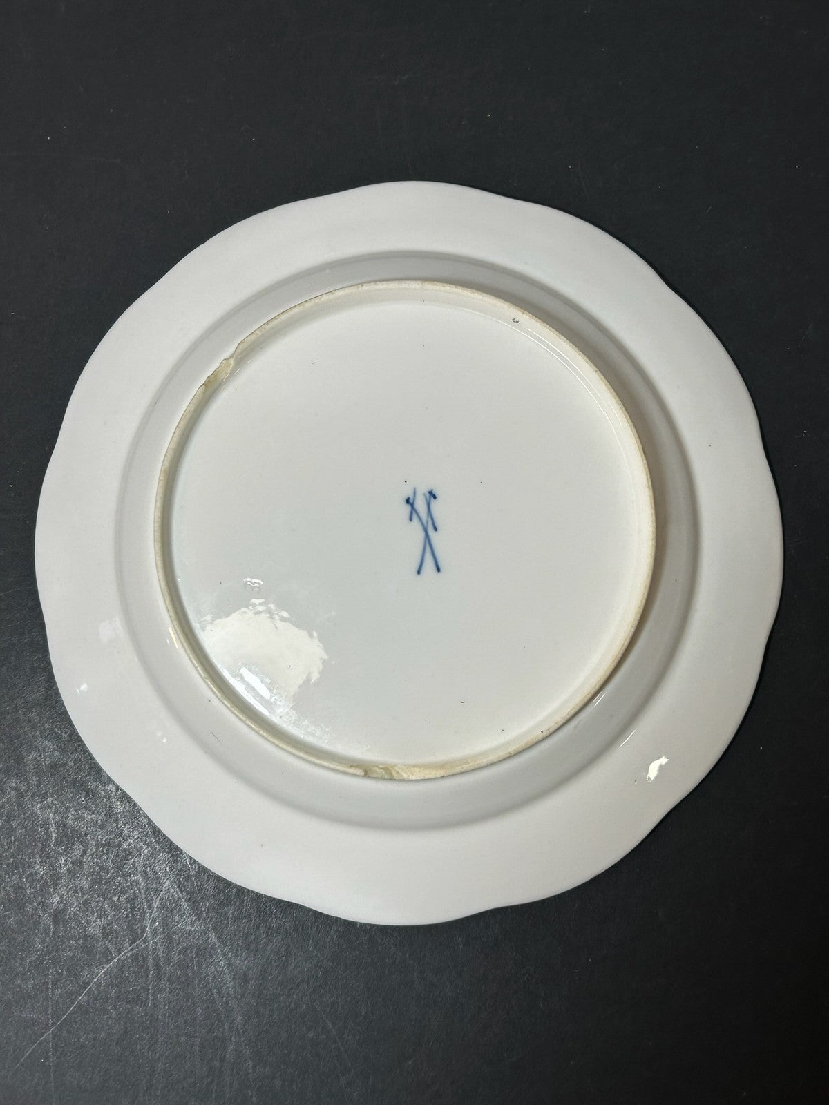 Antique Meissen Porcelain Plate Deutsche Blumen Basketweave Border 19cm A/F3