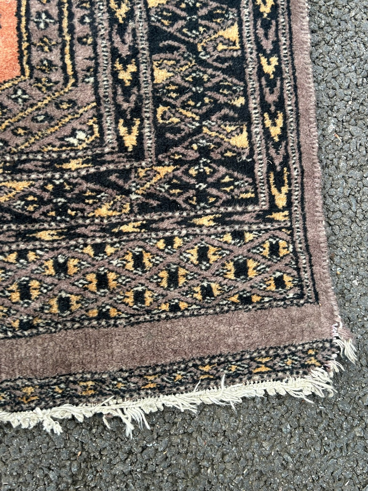 Vintage Pakistani Bokhara Prayer Rug Pushti Mat 3 Guls Hand Knotted Wool 90cm6
