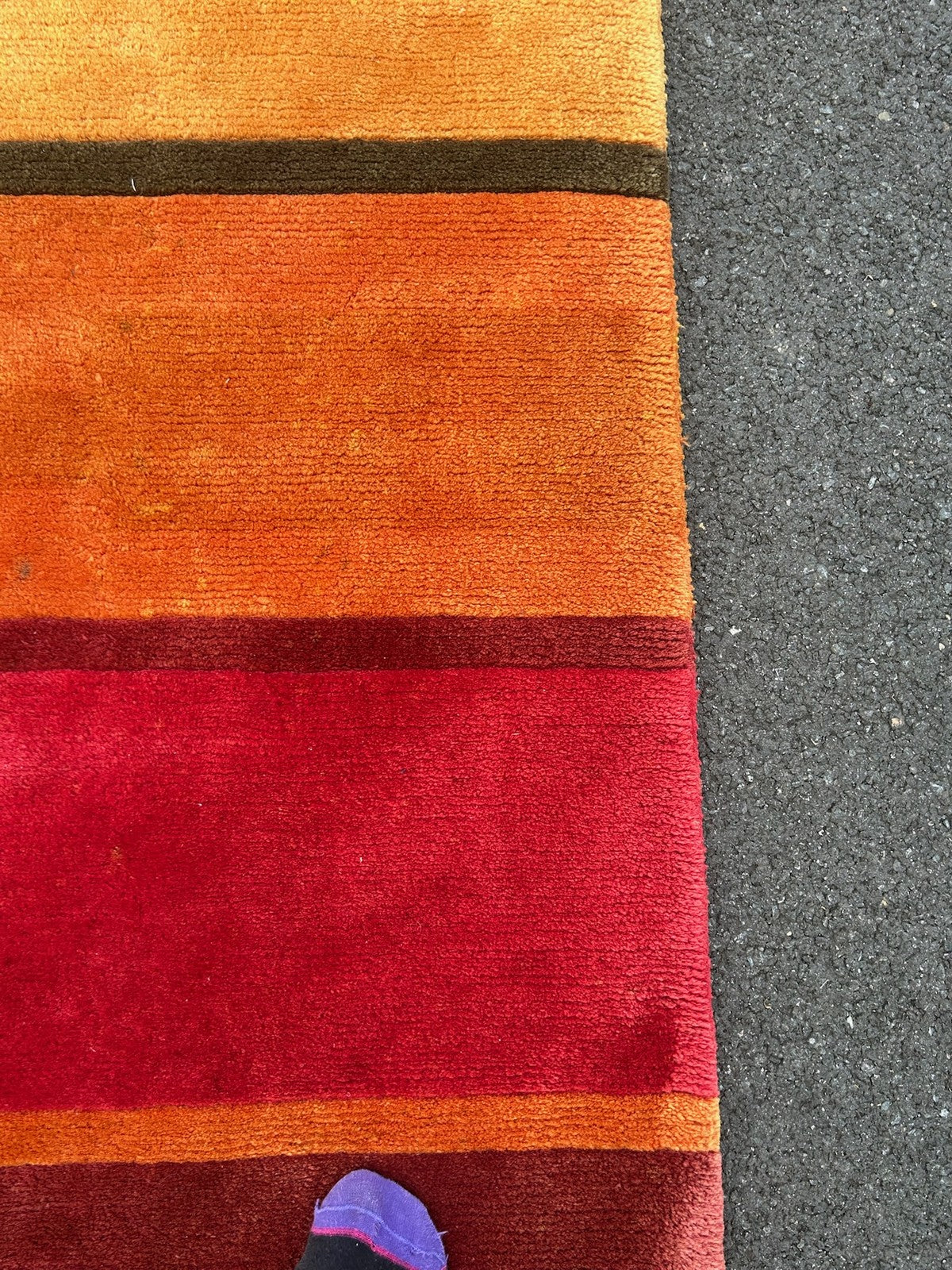 Modern Tibetan Nepalese Hand Knotted Striped Wool Rug Designer 176x120cm4