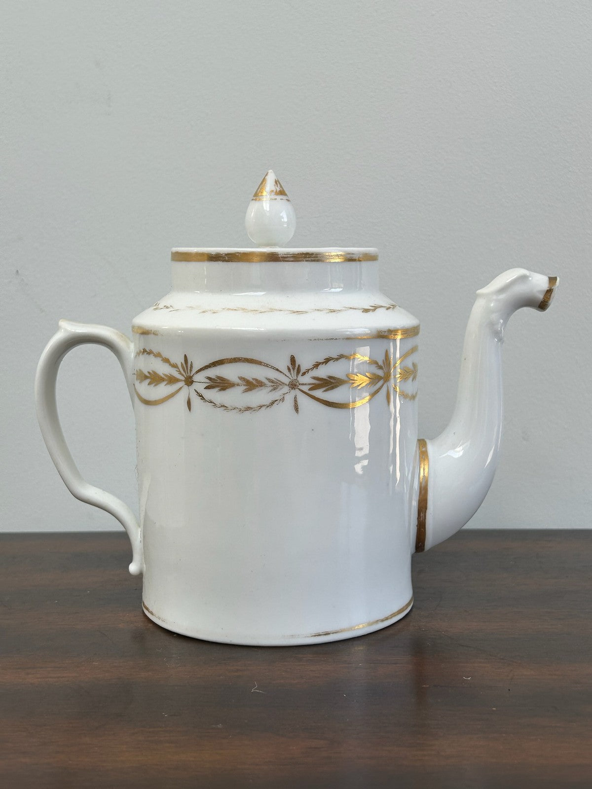 Antique Empire Style White Gilt Porcelain Coffee Pot Animal Head Spout5
