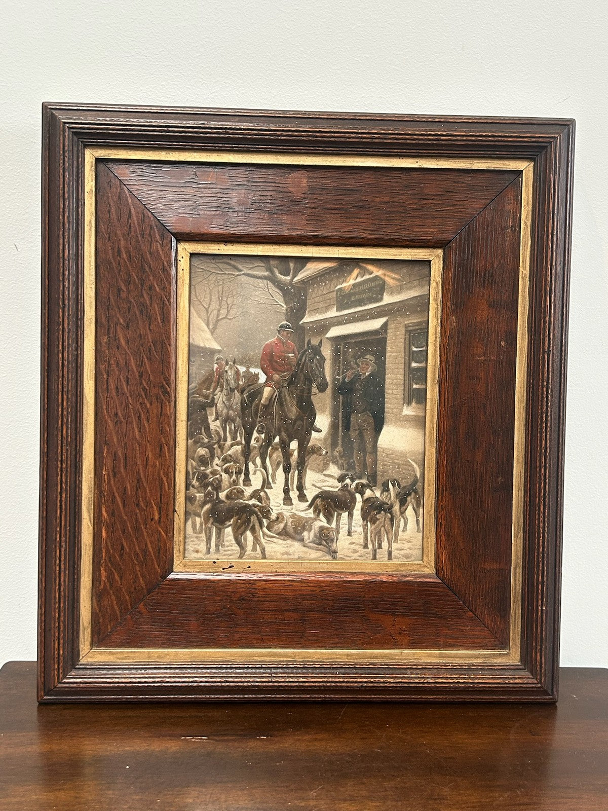 Pair Antique Hand Coloured Aquatint Engravings Fox Hunting E A S Douglas Framed0