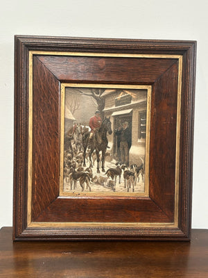 Pair Antique Hand Coloured Aquatint Engravings Fox Hunting E A S Douglas Framed