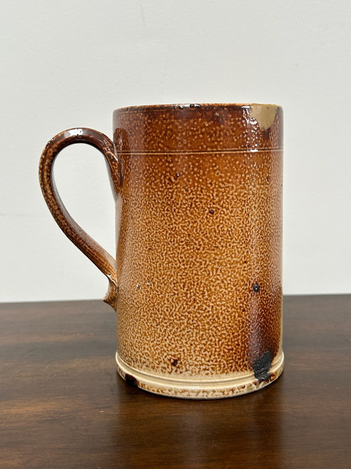 Antique English Salt Glaze Stoneware Tankard Georgian c1800 Two Tone Brown3